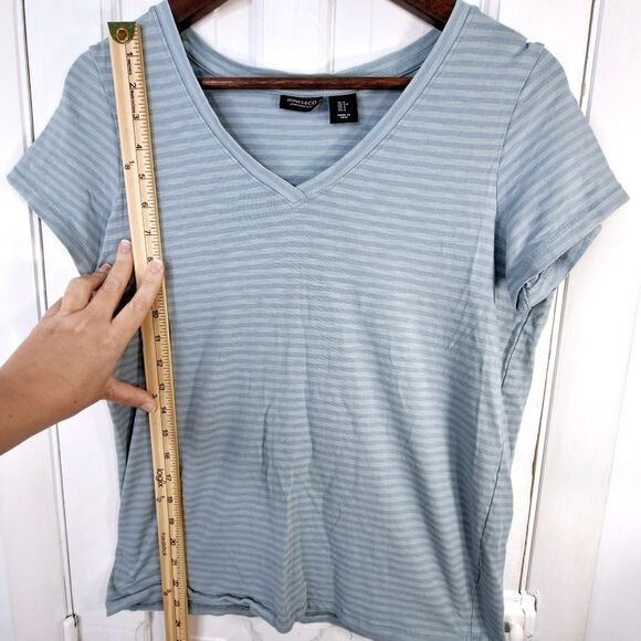 Jones New York Striped Short Sleeve V-Neck Shirt Sz S - Picture 7 of 10